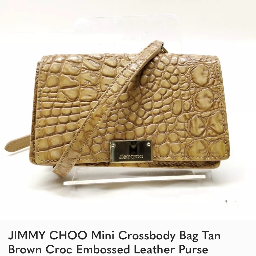 Jimmy Choo Brown Croc Embossed Crossbody Bag